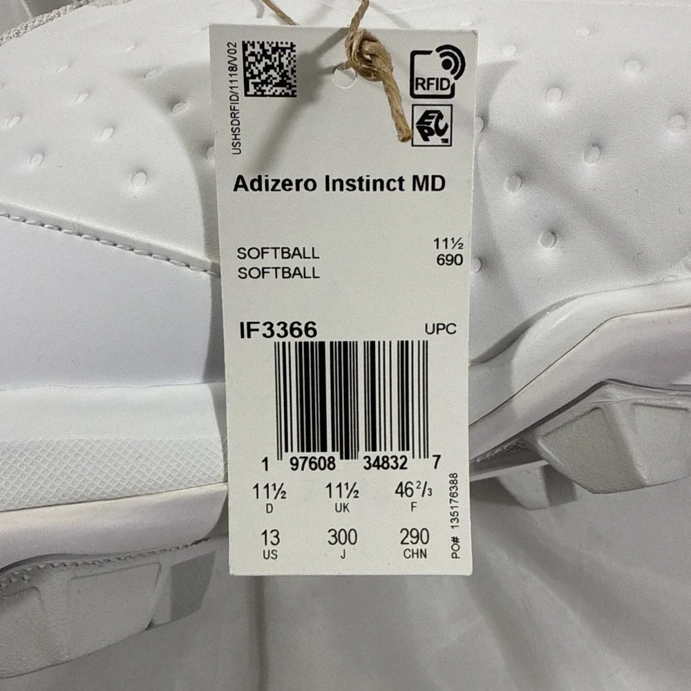 Adidas Adizero Instinct TP White Black Softball Cleats IH3468 Womens Sz 13‎
